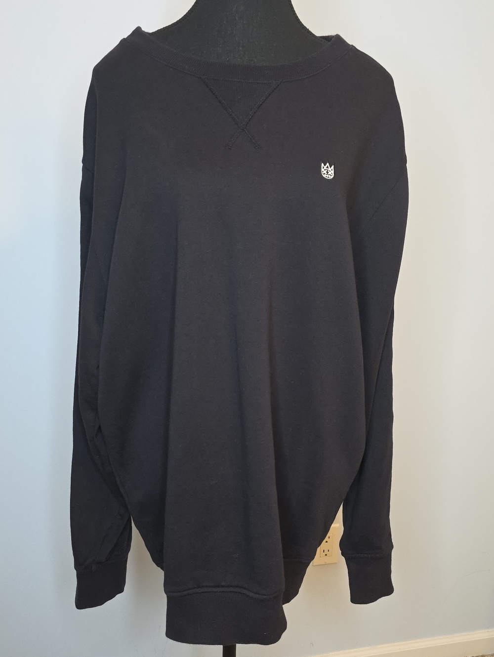 Cult of Individuality Black Crewneck with Small White Crest